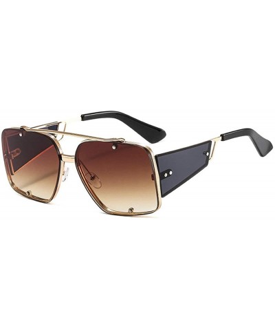 Square 2020 new trend fashion metal sunglasses men and women hot sunglasses - Brown - CG1905EAE5H $15.02