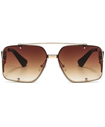 Square 2020 new trend fashion metal sunglasses men and women hot sunglasses - Brown - CG1905EAE5H $15.02