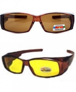 Goggle Polarized Fit Over Wear Over Glasses Sunglasses Men and Womens Rectangular Frame - Brown/Brown - C612O5TIXQ7 $23.68