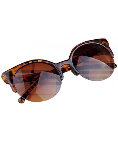 Round Vintage Sunglasses Cat Eye Semi-Rim Round Sunglasses for Men Women Sun Glasses - CL18O3SDYSU $16.61