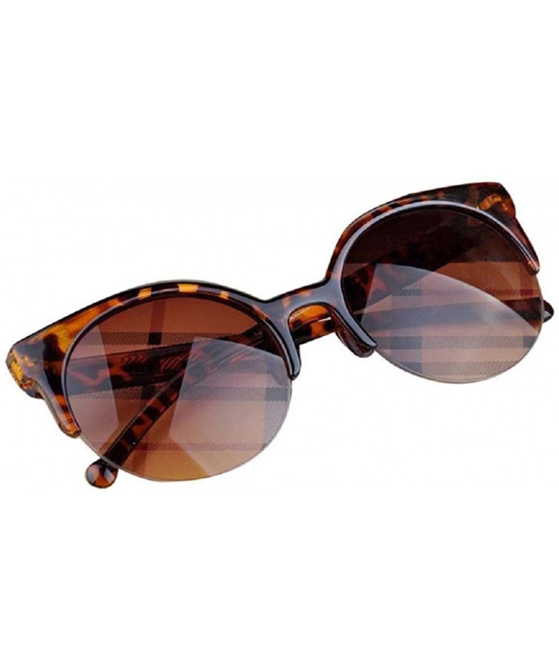 Round Vintage Sunglasses Cat Eye Semi-Rim Round Sunglasses for Men Women Sun Glasses - CL18O3SDYSU $9.30