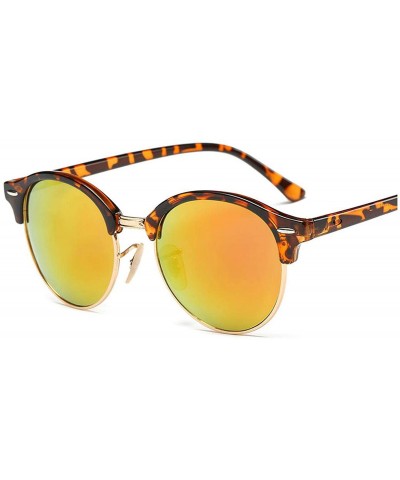 Oval Hot Sunglasses Women Popular Brand Designer Retro Men Summer Style Sun Glasses - C8leopardyellow - CD19854UCW2 $31.38