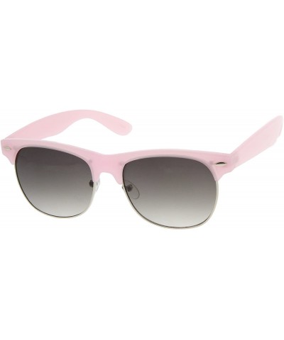 Semi-rimless Pastel Color Semi-Rimless Half Frame Classic Horn Rimmed Sunglasses (Lilac) - CH11FGMNHKT $11.74