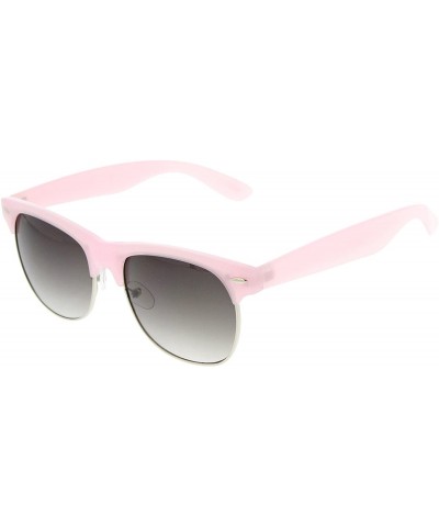 Semi-rimless Pastel Color Semi-Rimless Half Frame Classic Horn Rimmed Sunglasses (Lilac) - CH11FGMNHKT $11.74