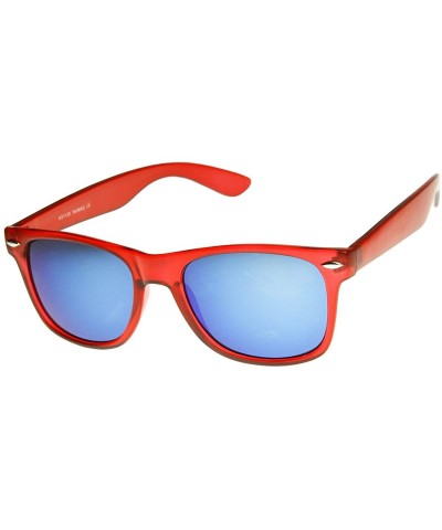 Wayfarer Neon Frosted Frame Relfective Color Mirror Lens Horn Rimmed Sunglasses (Red Ice) - CG11ENT2XIX $10.86