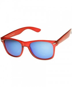 Wayfarer Neon Frosted Frame Relfective Color Mirror Lens Horn Rimmed Sunglasses (Red Ice) - CG11ENT2XIX $10.86