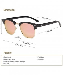 Rimless Semi Rimless Polarized Sunglasses Classic Metal Retro Rivets Sun Glasses - Pink Lens/Black Frame - CR18G6EK8AR $10.41