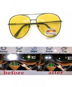 Aviator HD Night Vision Polarized Glasses for Comfortable Driving Yellow Lens Aviator Nighttime/Day Sunglasses Men Women - CH...