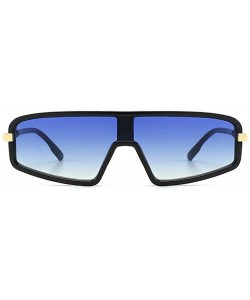 Rectangular Fashion Lady Brand Designer Flat top sunglasses Vintage men One-piece glasses UV400 - Blue - CP18SCM49GU $11.53