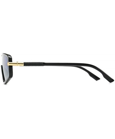 Rectangular Fashion Lady Brand Designer Flat top sunglasses Vintage men One-piece glasses UV400 - Blue - CP18SCM49GU $11.53