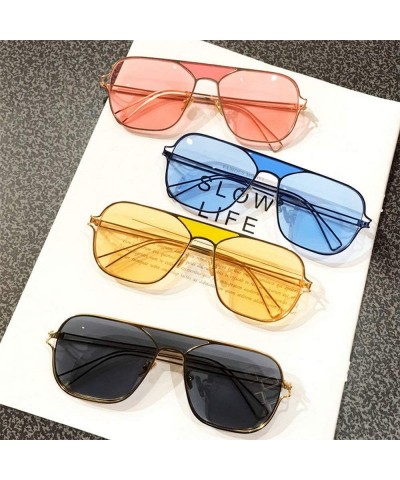 Square Men Fashion New Metal framed square sunglasses Brand Designer Ladies Pilot Sunshade glasses - Yellow - CA18X2Q4KEO $14.59