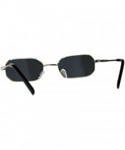 Wrap Mens Narrow Metal Rim Rectangular Hippie Pimp Sunglasses - Silver Black - CA18CMTRO49 $14.49