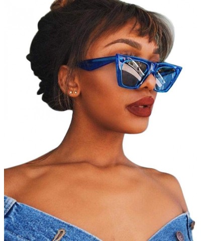 Cat Eye Cateye Sunglasses for Wome Vintage Square Cat Eye Sunglasses Women Fashion Small Cateye Sunglasses - Blue - CC194GZ0A...