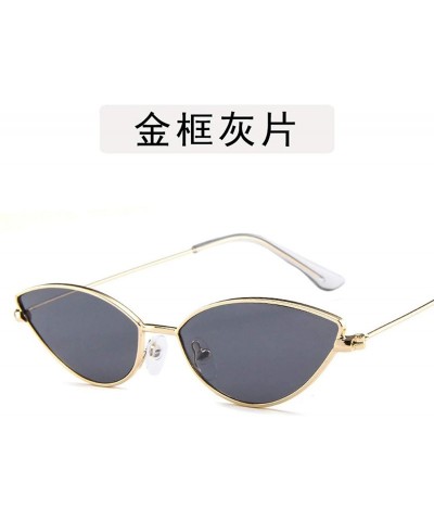 Aviator Ladies Classic Retro Cute Sexy Cat Eye Sunglasses Women Lens Small Metal Frame Sun Glasses - 5 - C2198A33DKY $30.56