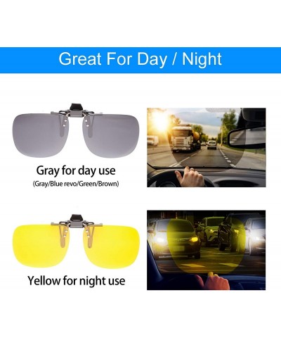 Oval Polarized Clip On Sunglasses Driving Reading 2Pack - Rectangular (Blue & Mirror) - CE18XAXY0LU $17.23