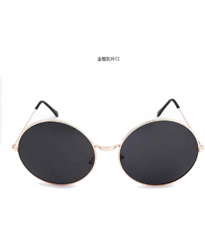 Oval Big Round Sunglasses Women Glasses Lady Luxury Mirror Retro Metal Sun Tiny Female Men - 2 - CK198ZR7CWY $69.85