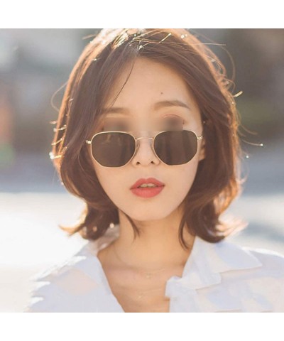 Goggle Sunglasses Women Classic Small Square Frame Alloy Glasses 2020 New Style Retro - As Shown4 - C6197Y6M0AG $24.85