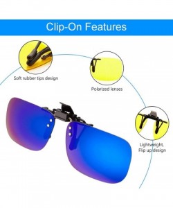 Oval Polarized Clip On Sunglasses Driving Reading 2Pack - Rectangular (Blue & Mirror) - CE18XAXY0LU $17.23