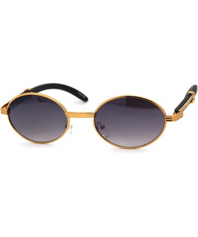 Oval Retro Art Nouveau Vintage Style Small Oval Metal Frame Sunglasses - Yellow Gold Black Lens - C2196MTH48Q $14.49