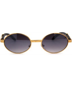 Oval Retro Art Nouveau Vintage Style Small Oval Metal Frame Sunglasses - Yellow Gold Black Lens - C2196MTH48Q $14.49