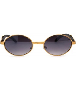 Oval Retro Art Nouveau Vintage Style Small Oval Metal Frame Sunglasses - Yellow Gold Black Lens - C2196MTH48Q $14.49