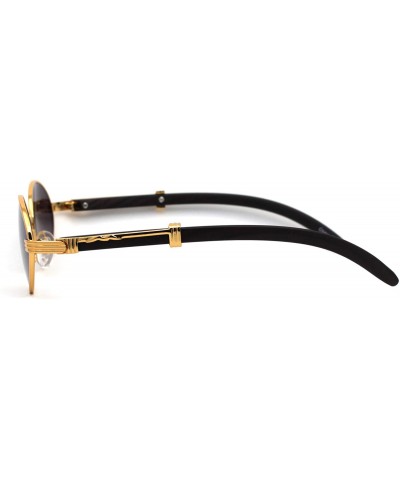 Oval Retro Art Nouveau Vintage Style Small Oval Metal Frame Sunglasses - Yellow Gold Black Lens - C2196MTH48Q $14.49