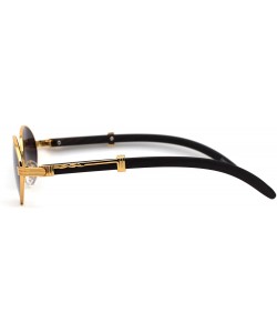 Oval Retro Art Nouveau Vintage Style Small Oval Metal Frame Sunglasses - Yellow Gold Black Lens - C2196MTH48Q $14.49