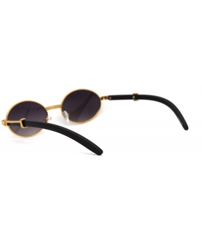 Oval Retro Art Nouveau Vintage Style Small Oval Metal Frame Sunglasses - Yellow Gold Black Lens - C2196MTH48Q $14.49