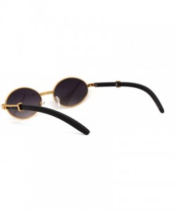 Oval Retro Art Nouveau Vintage Style Small Oval Metal Frame Sunglasses - Yellow Gold Black Lens - C2196MTH48Q $14.49