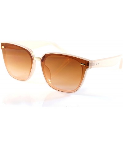 Oversized Unisex Horn Rimmed Gradient Mirrored Couple Sunglasses A196 - Pink/ Brown Gr - CU18EIU0ANY $9.82