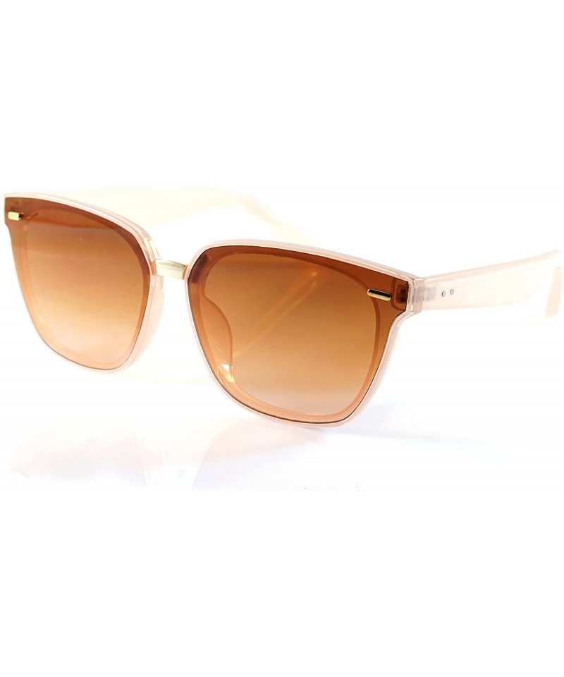 Oversized Unisex Horn Rimmed Gradient Mirrored Couple Sunglasses A196 - Pink/ Brown Gr - CU18EIU0ANY $9.82