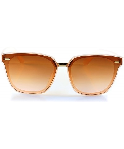 Oversized Unisex Horn Rimmed Gradient Mirrored Couple Sunglasses A196 - Pink/ Brown Gr - CU18EIU0ANY $9.82