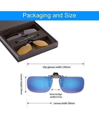 Oval Polarized Clip On Sunglasses Driving Reading 2Pack - Rectangular (Blue & Mirror) - CE18XAXY0LU $17.23