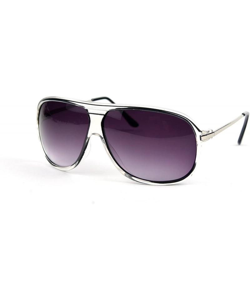 Aviator Fashion Aviator Color Clear Plastic Frame Sunglasses P1270 (BlackClear-GradientSmoke Lens) - C011BV7613X $18.43