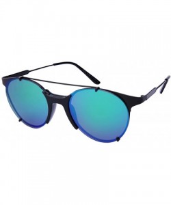 Oval Modern Metal Oval Top Bar Sunnies w/Color Mirror Lens 541066-REV - Matte Black - CW12NYVA650 $19.27