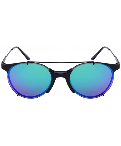 Oval Modern Metal Oval Top Bar Sunnies w/Color Mirror Lens 541066-REV - Matte Black - CW12NYVA650 $19.27