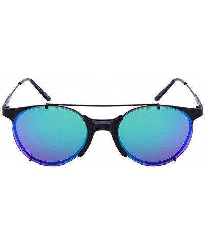 Oval Modern Metal Oval Top Bar Sunnies w/Color Mirror Lens 541066-REV - Matte Black - CW12NYVA650 $10.42