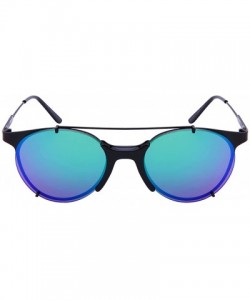 Oval Modern Metal Oval Top Bar Sunnies w/Color Mirror Lens 541066-REV - Matte Black - CW12NYVA650 $19.27