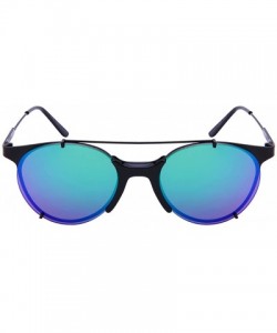 Oval Modern Metal Oval Top Bar Sunnies w/Color Mirror Lens 541066-REV - Matte Black - CW12NYVA650 $10.42