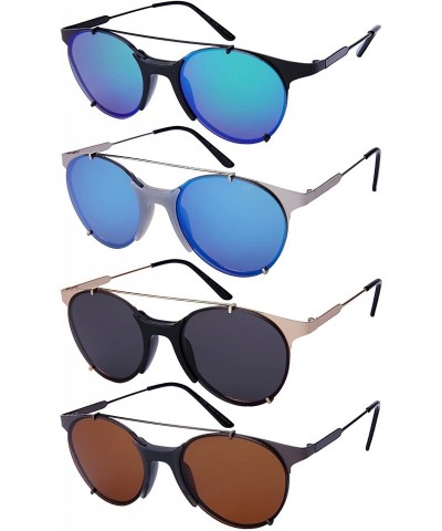 Oval Modern Metal Oval Top Bar Sunnies w/Color Mirror Lens 541066-REV - Matte Black - CW12NYVA650 $19.27