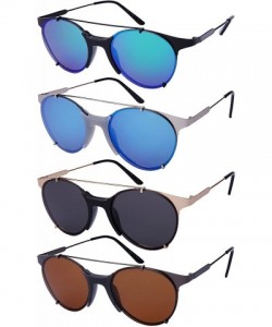 Oval Modern Metal Oval Top Bar Sunnies w/Color Mirror Lens 541066-REV - Matte Black - CW12NYVA650 $19.27