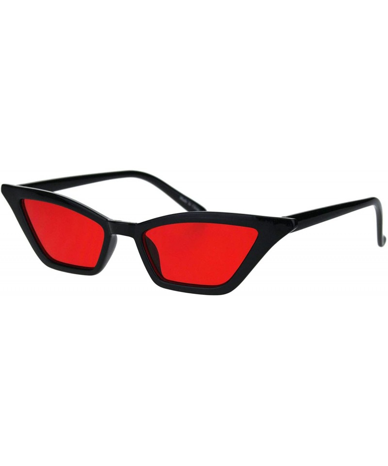 Rectangular Cateye Trapezoid Shape Sunglasses Womens Chic Fashion Shades UV 400 - Black (Red) - C618SD0NTTC $9.57