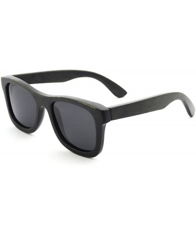Wayfarer Wooden Polarized Sunglasses Anti-glare UV400 Bamboo Wood Glasses-S6016 - Bamboo Black - C118QLSL5XS $54.61