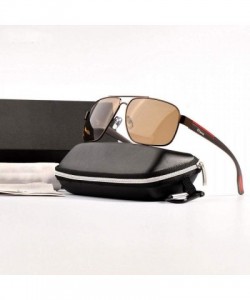Square Cool Men Metal Polarized Sunglasses Retro Square TR90 Elastic Leg Blue Blue - Brown Tea - CO18YKTLLZI $13.14