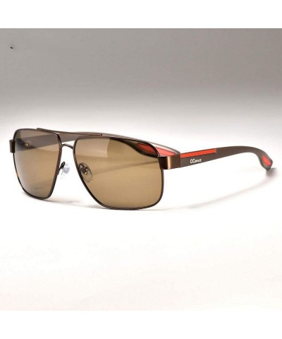 Square Cool Men Metal Polarized Sunglasses Retro Square TR90 Elastic Leg Blue Blue - Brown Tea - CO18YKTLLZI $13.14