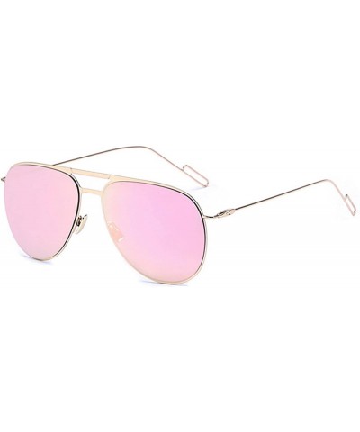 Sport Women's Men's Sunglasses Aviator Metal Frame Light Mirror Gold Rose Lens - Gold Rose Mirror - CU189L38E40 $23.54