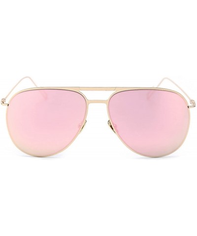 Sport Women's Men's Sunglasses Aviator Metal Frame Light Mirror Gold Rose Lens - Gold Rose Mirror - CU189L38E40 $11.37