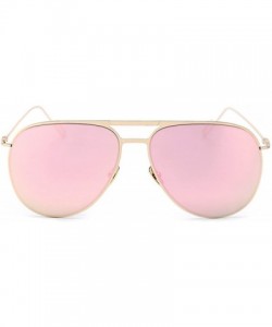 Sport Women's Men's Sunglasses Aviator Metal Frame Light Mirror Gold Rose Lens - Gold Rose Mirror - CU189L38E40 $21.42
