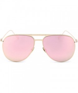 Sport Women's Men's Sunglasses Aviator Metal Frame Light Mirror Gold Rose Lens - Gold Rose Mirror - CU189L38E40 $11.37