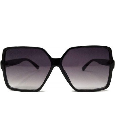 Oversized Oversize Stylish Square Neutral Colored Flat Lens Sunglasses IL1025 - Black/ Grey - CQ18LEITK7H $10.05